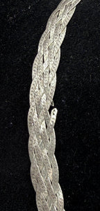 Vintage Italian Sterling Silver Braided Herringbone Chain Necklace - 18" AS IS