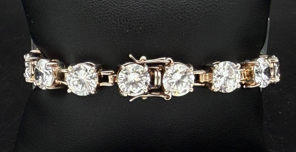 Vintage Cubic Zirconia Sterling Silver Tennis Bracelet - 7"