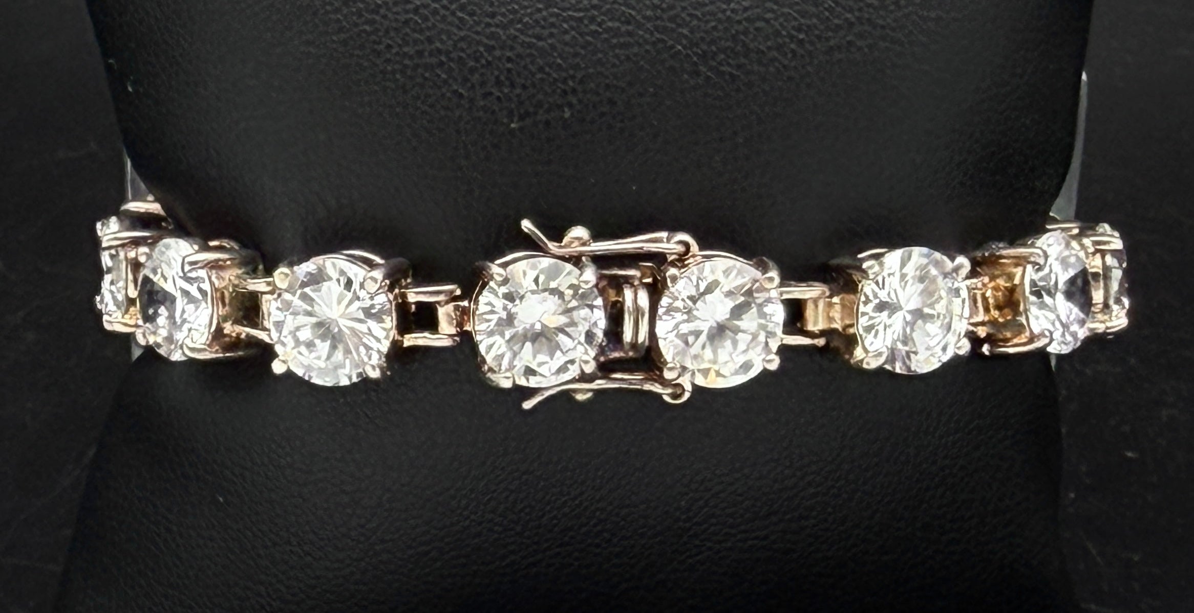 Vintage Cubic Zirconia Sterling Silver Tennis Bracelet - 7"
