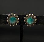 Vintage Handcrafted Green Turquoise Silver Screwback Earrings