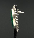 Vintage Sterling Silver Inlaid Imitation Malachite Earrings