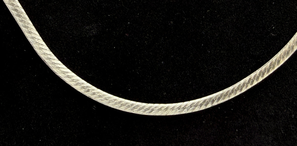 Milor - Vintage Italian Sterling Silver Herringbone Chain Necklace - 20"