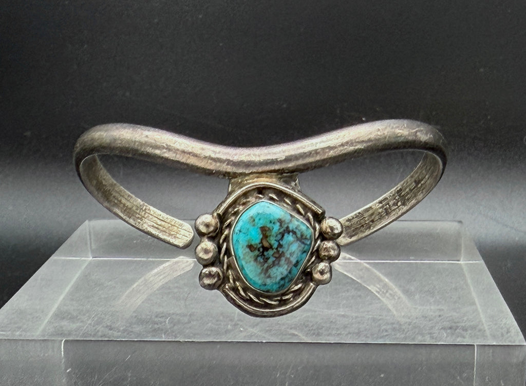 Vintage Handmade Turquoise Sterling Silver Cuff Bracelet