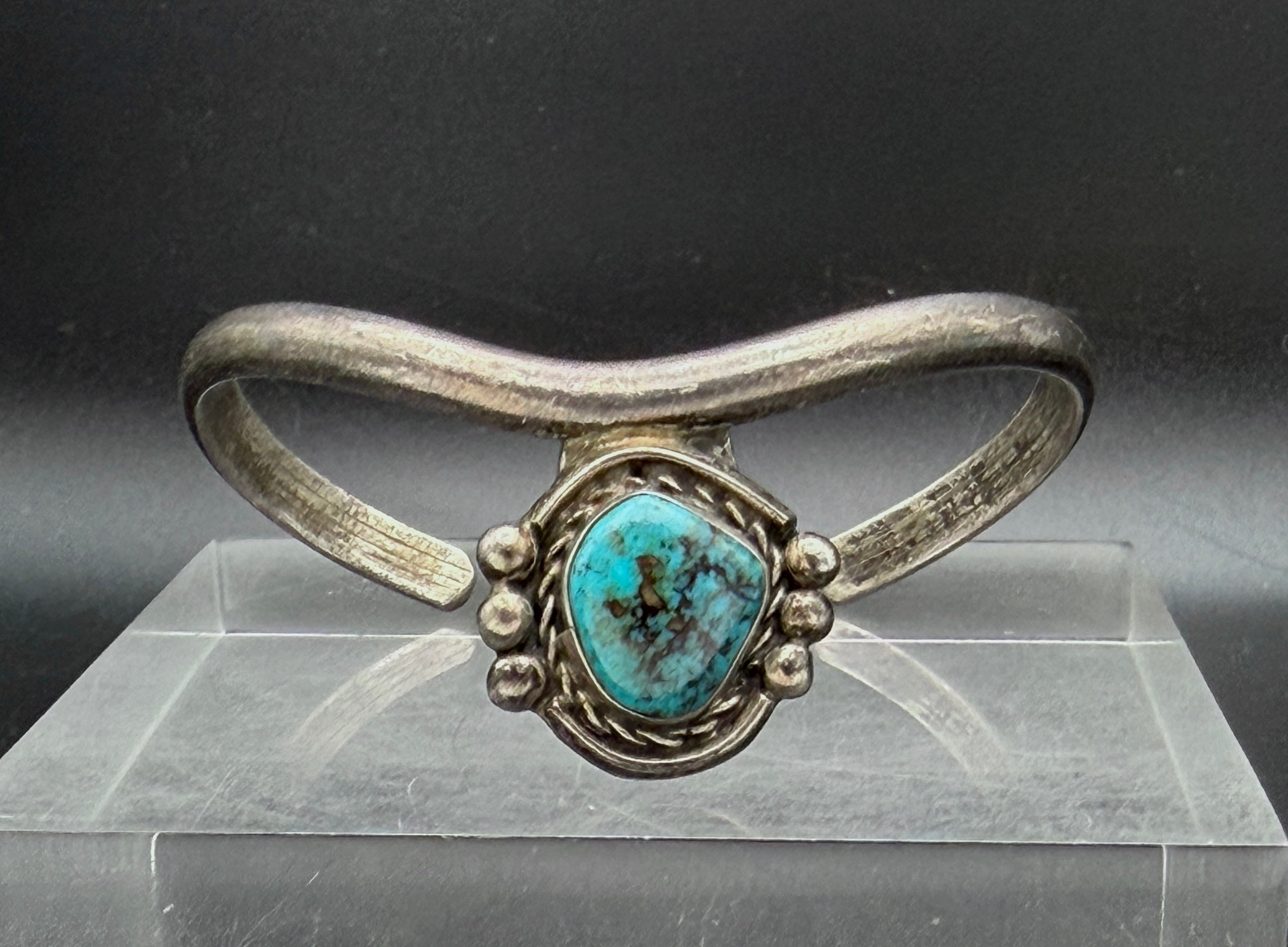 Vintage Handmade Turquoise Sterling Silver Cuff Bracelet