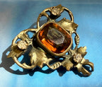 Vintage Art Nouveau Style Imitation Citrine Brooch