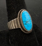 Vintage Turquoise with Pyrite Sterling Silver Ring - Size 9.25