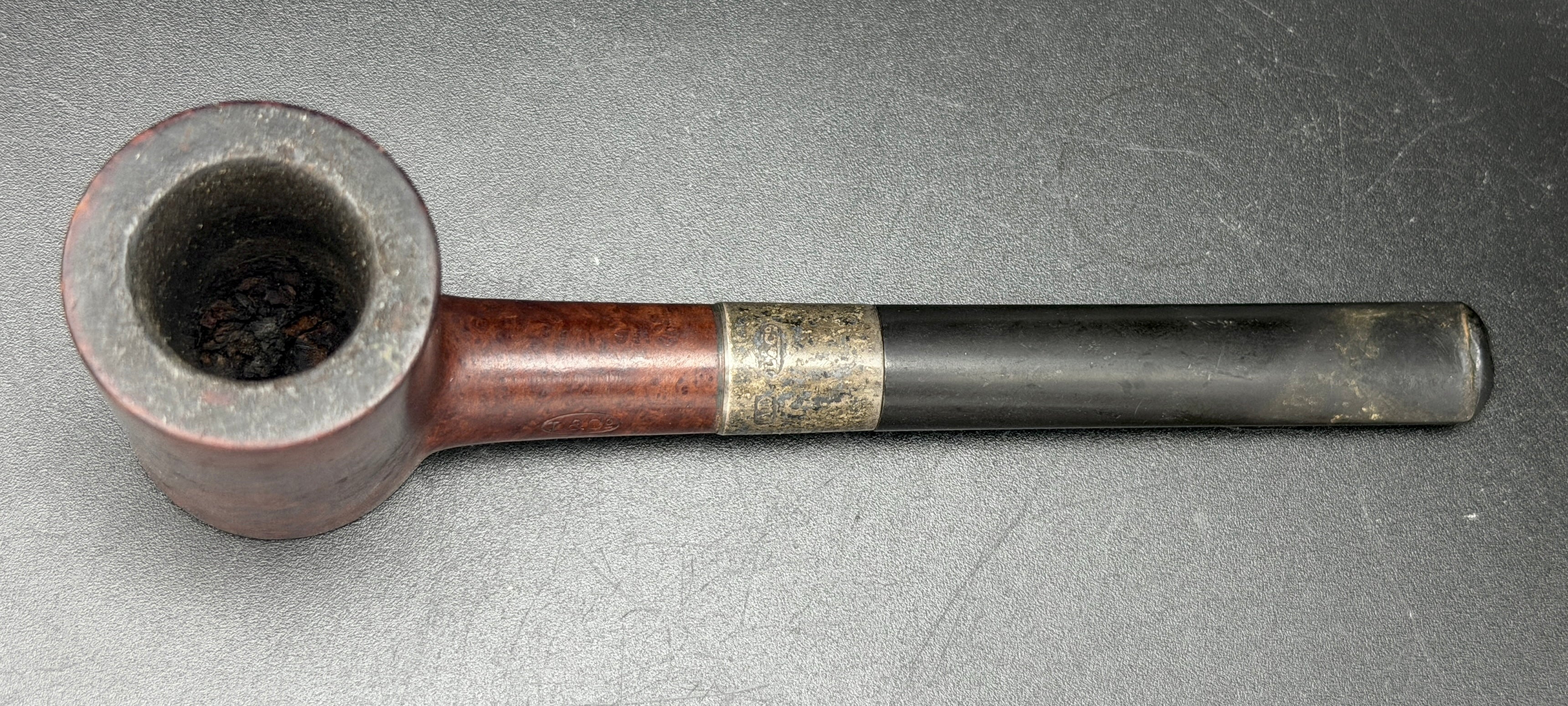 Loewe & Co. - Vintage Poker Style Smoking Pipe with Sterling Silver Band