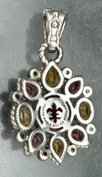 Judith Ripka - Vintage Garnets and Citrine Sterling Silver Pendant
