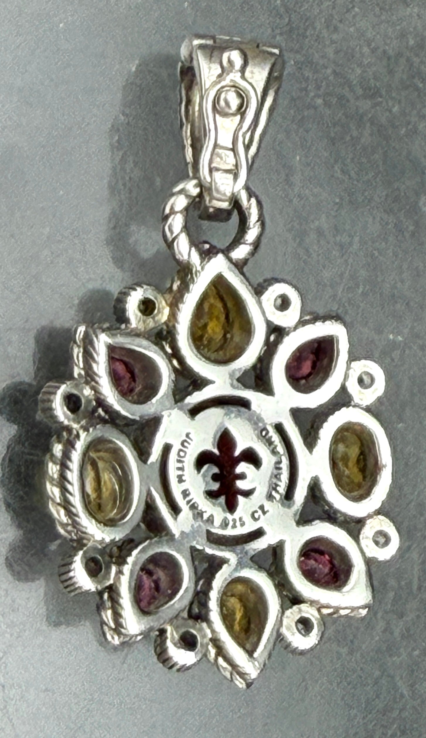 Judith Ripka - Vintage Garnets and Citrine Sterling Silver Pendant