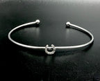 La Soula - Vintage Sterling Silver and Diamonds Horseshoe Cuff Bracelet