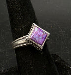 Vintage Purple Turquoise Sterling Silver Ring - Size 7