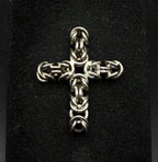 Vintage Handmade Sterling Silver Italian Byzantine Link Cross Pendant