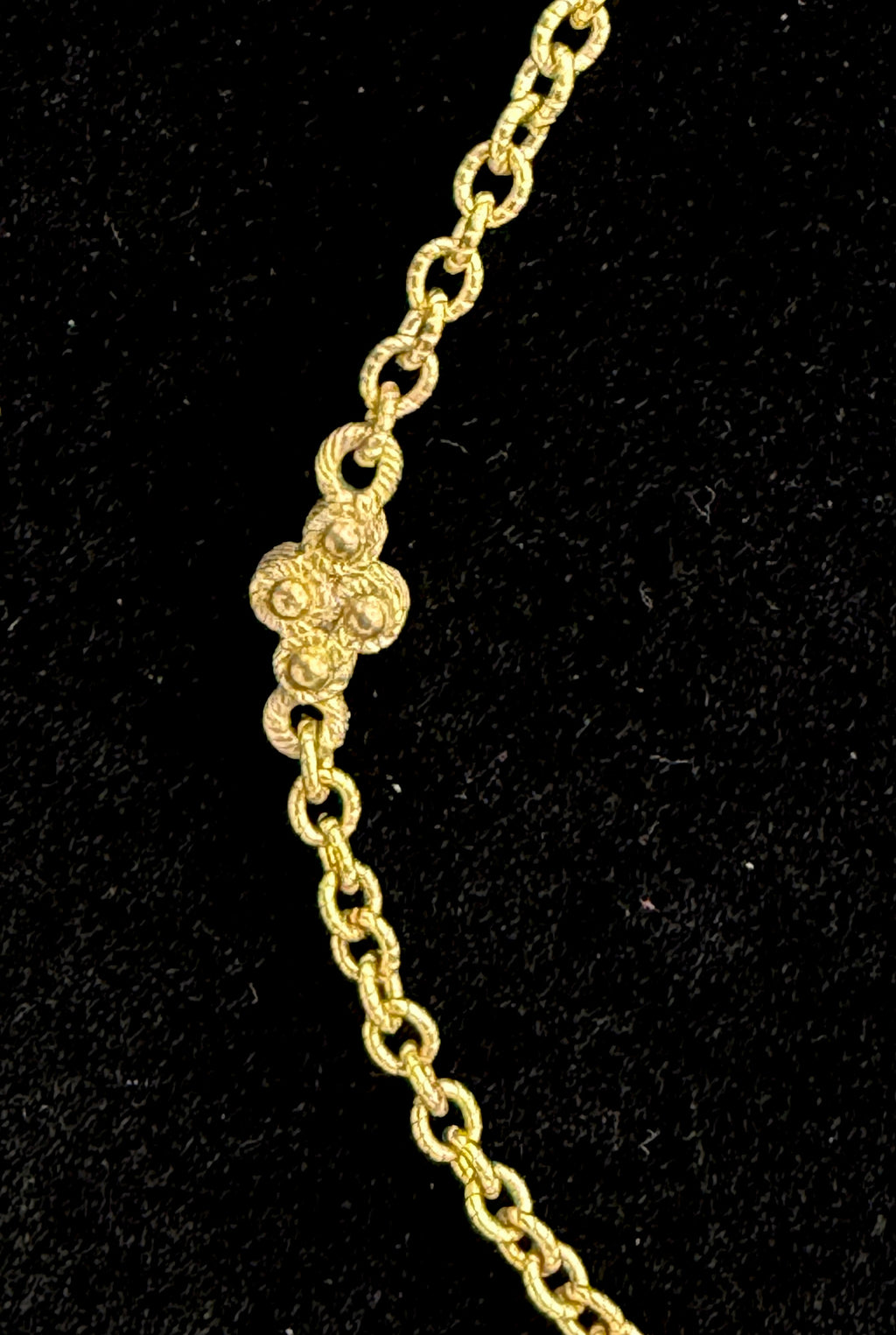 Judith Ripka- Vintage Gold Tone Sterling Silver CZ Station Chain Necklace - 18 + 2"