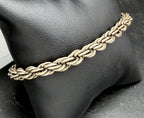 Vintage Sterling Silver Heavy Rope Link Bracelet - 8"