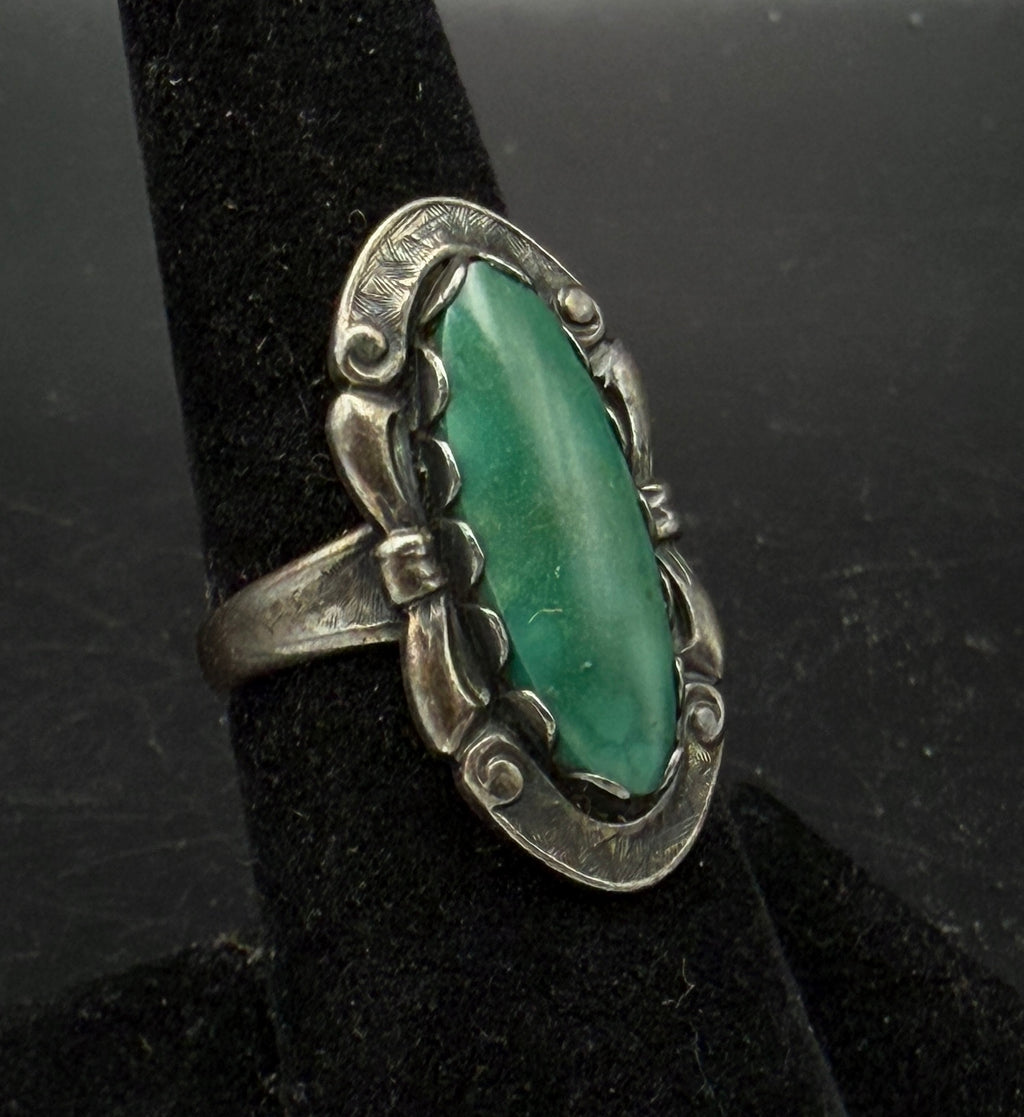 Bell Trading Post - Vintage Sterling Silver with Green Turquoise Ring - Size 7