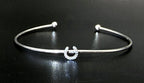 La Soula - Vintage Sterling Silver and Diamonds Horseshoe Cuff Bracelet