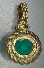 Judith Ripka- Vintage Green Onyx Gold Tone Sterling Silver CZ Pendant