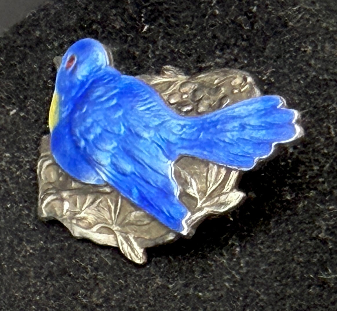 Paye & Baker - Vintage Bluebird Sterling Silver Enameled Brooch
