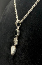 Vintage Black Onyx, Marcasite and Mother of Pearl Pendant on Italian Chain Sterling Silver Necklace - 16"