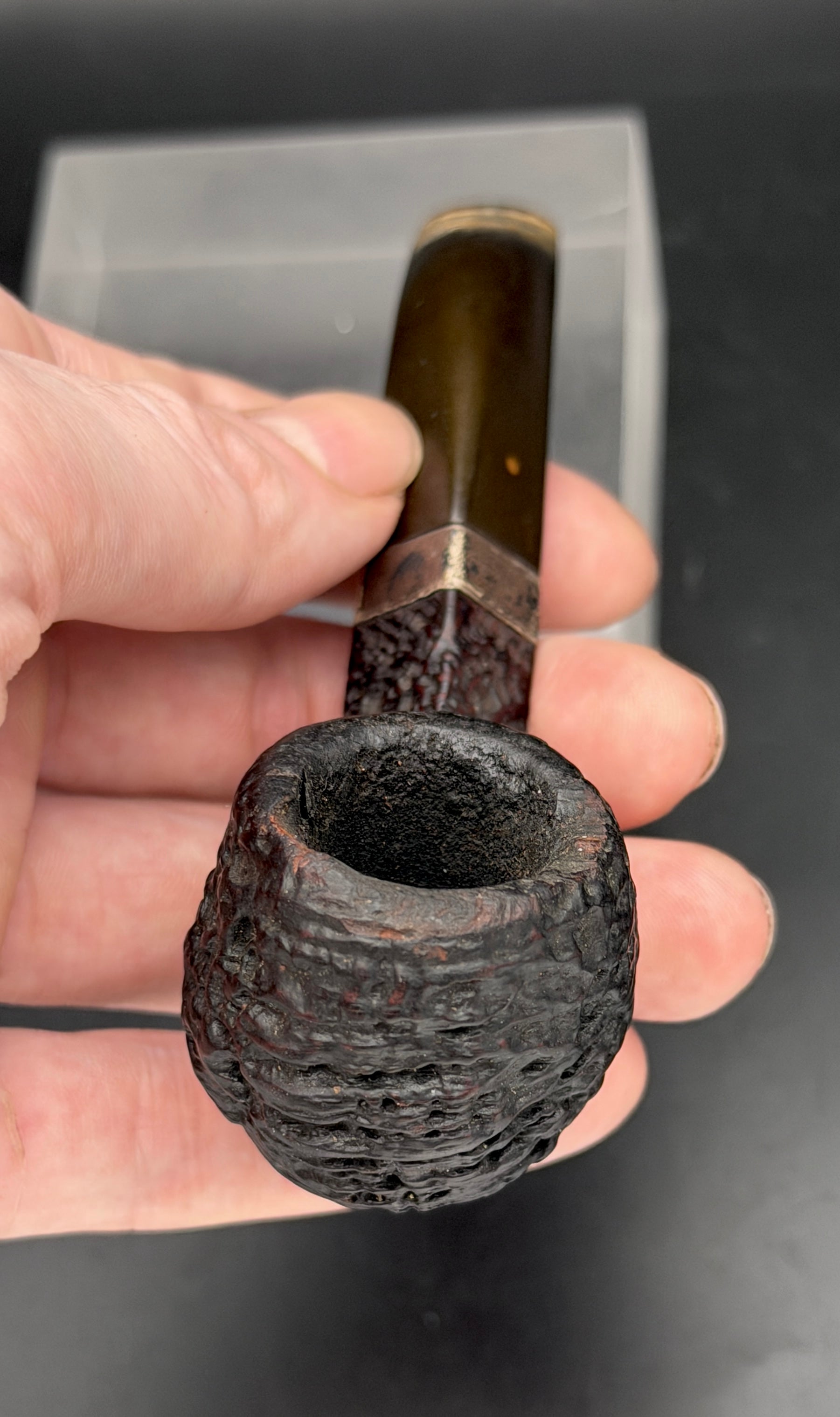 Dunhill - Antique 1924 Shell Briar Shape 12 Double Patent Estate Pipe - Sterling Repair Band