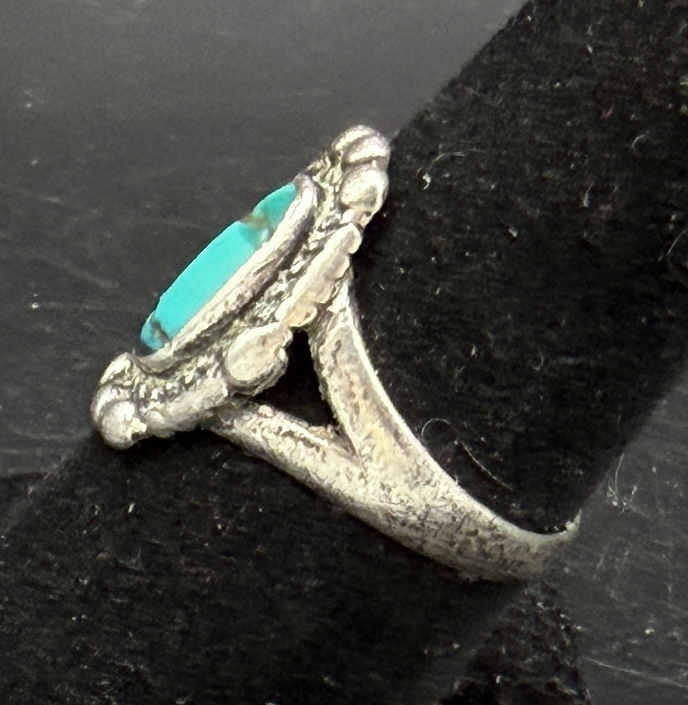 Vintage Handmade Turquoise Sterling Silver Ring - Size 7.5