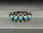 Vintage Handcrafted Snake Eye Turquoise Sterling Silver Band - Size 7.25