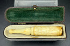 Antique Carved Ivory Cigarette Holder with Leather Case