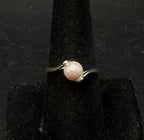 Vintage Sterling Silver Pink Faux Pearl Ring - Size 8.25