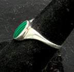 Vintage Malachite Inlaid Sterling Silver Ring - Size 6.5