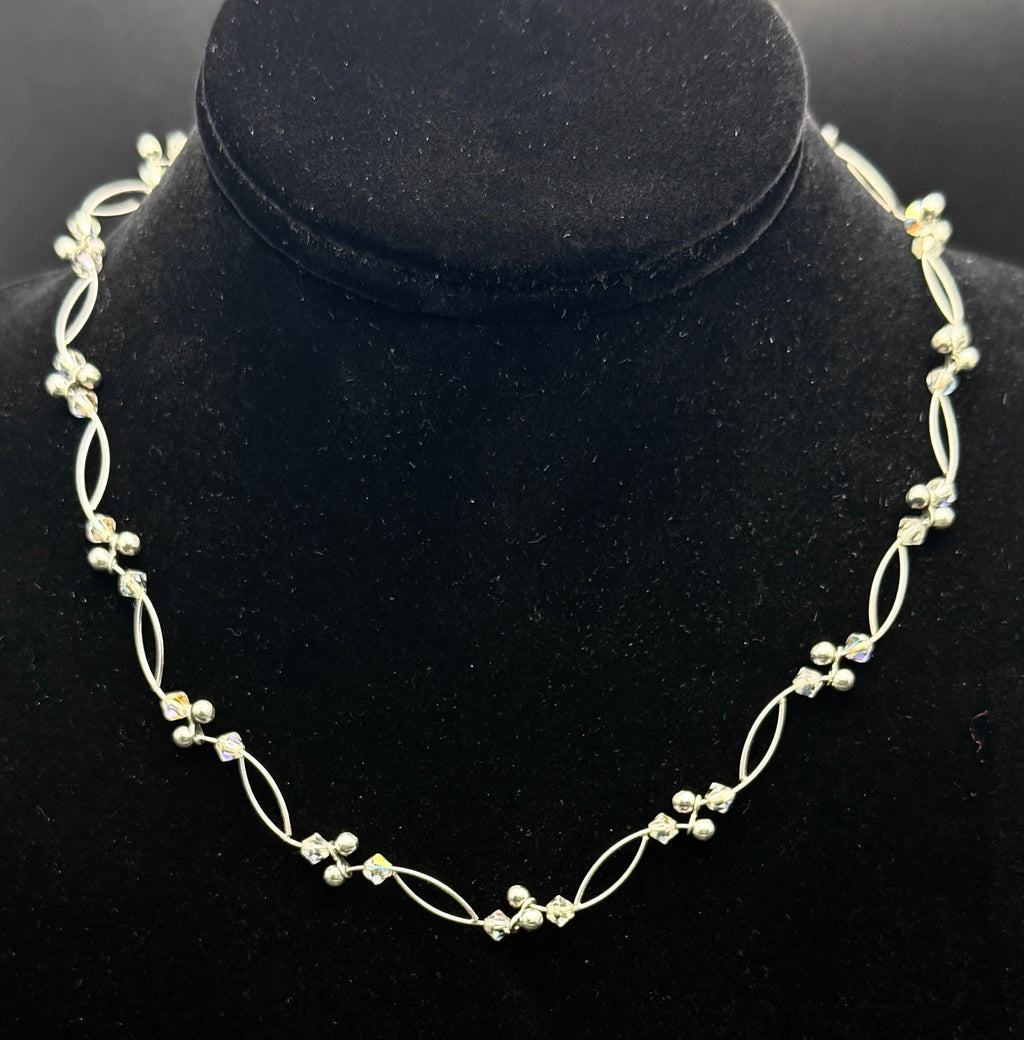 Vintage Unique Link and Faceted Beads Necklace with Extension Chain