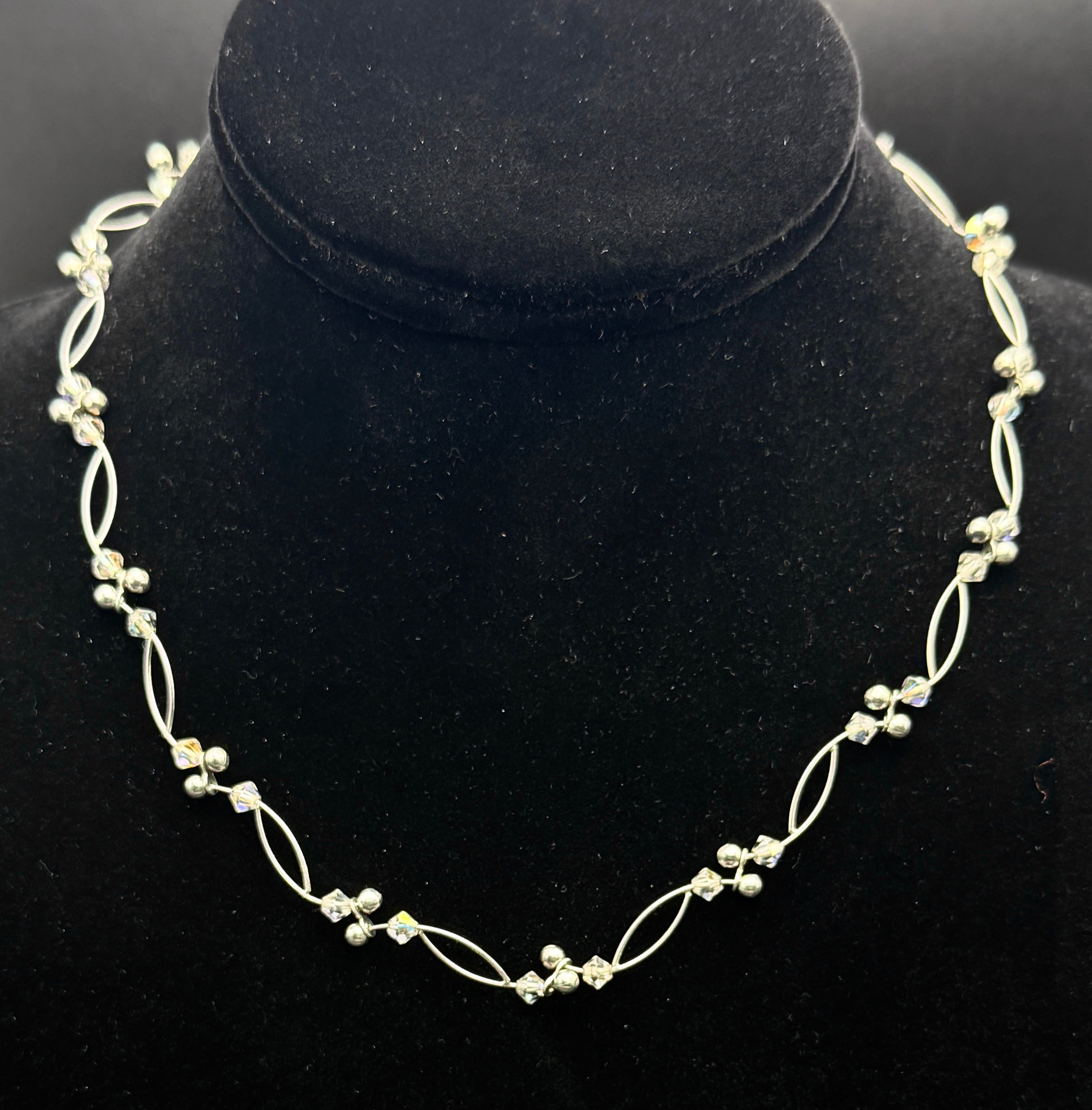 Vintage Unique Link and Faceted Beads Necklace with Extension Chain