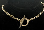 Vintage Sterling Silver Chain Necklace with Black Glass Pendant - 18"