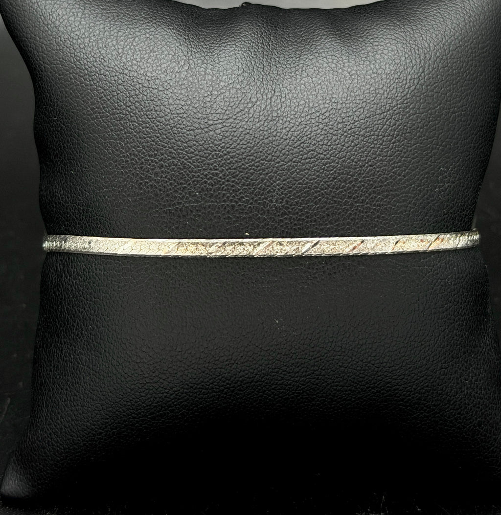 Vintage Italian Sterling Silver Herringbone Link Bracelet - 7"
