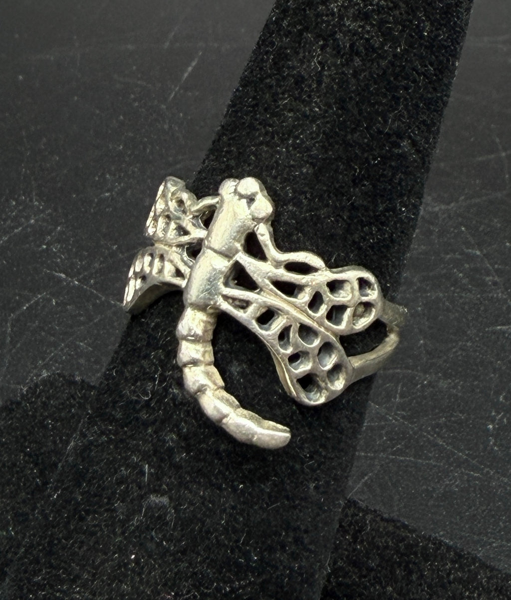 Vintage Sterling Silver Dragonfly Ring - Size 5.5+