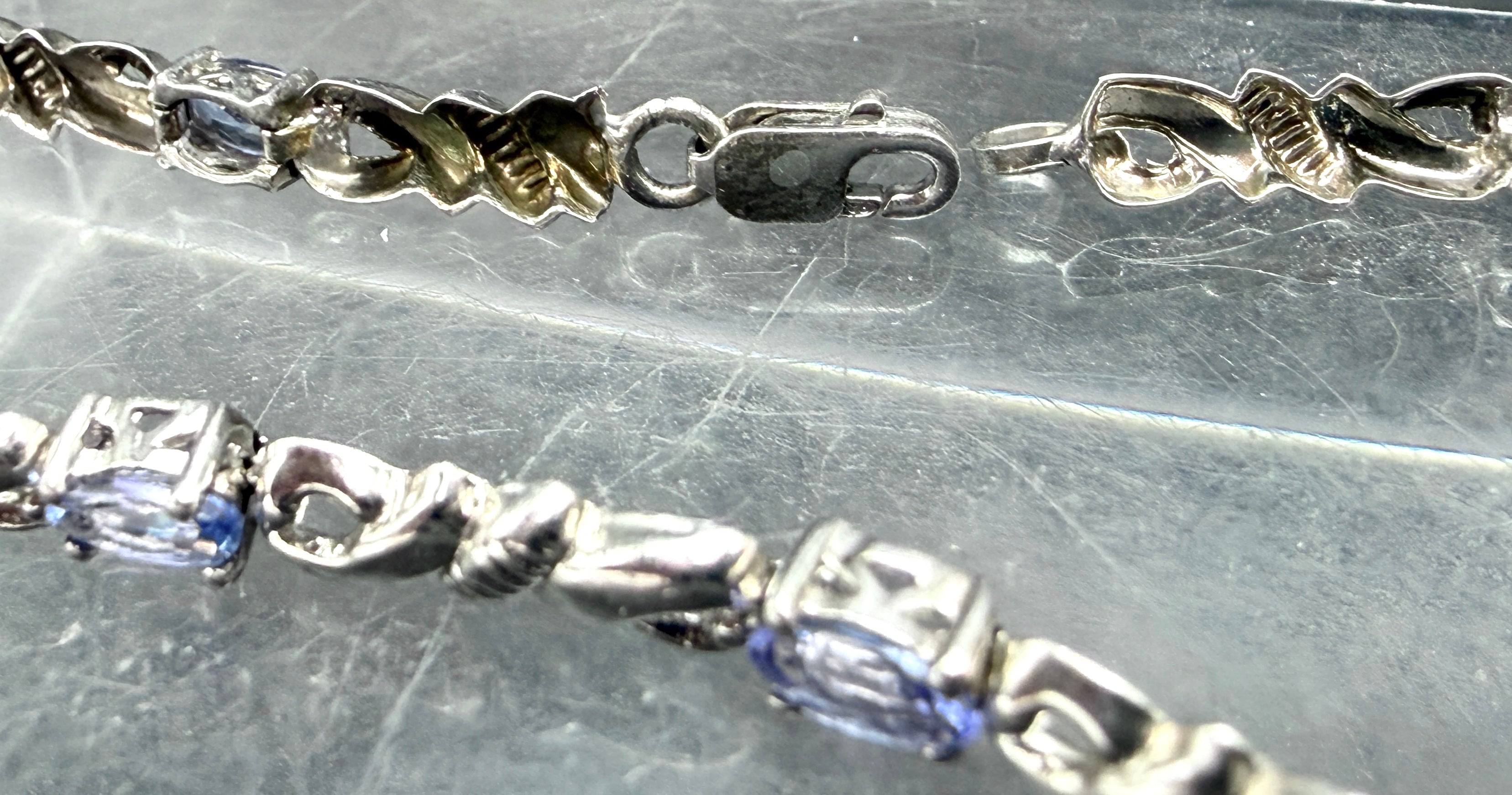 Vintage Tanzanite Sterling Silver Link Bracelet - 7.5"