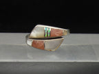 Julius Burbank - Vintage Handmade Sterling Silver Inlaid Bypass Ring - Adjustable Size