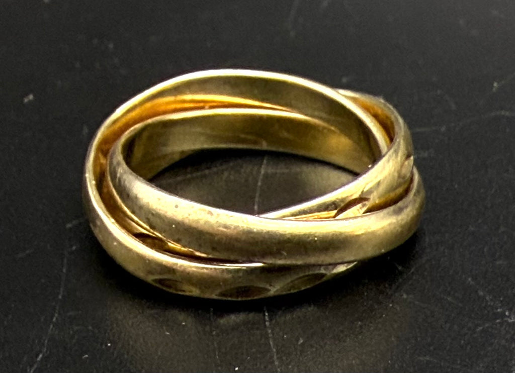 Vintage Gold Tone Sterling Silver Rolling Bands Ring - Size 7.25