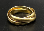 Vintage Gold Tone Sterling Silver Rolling Bands Ring - Size 7.25
