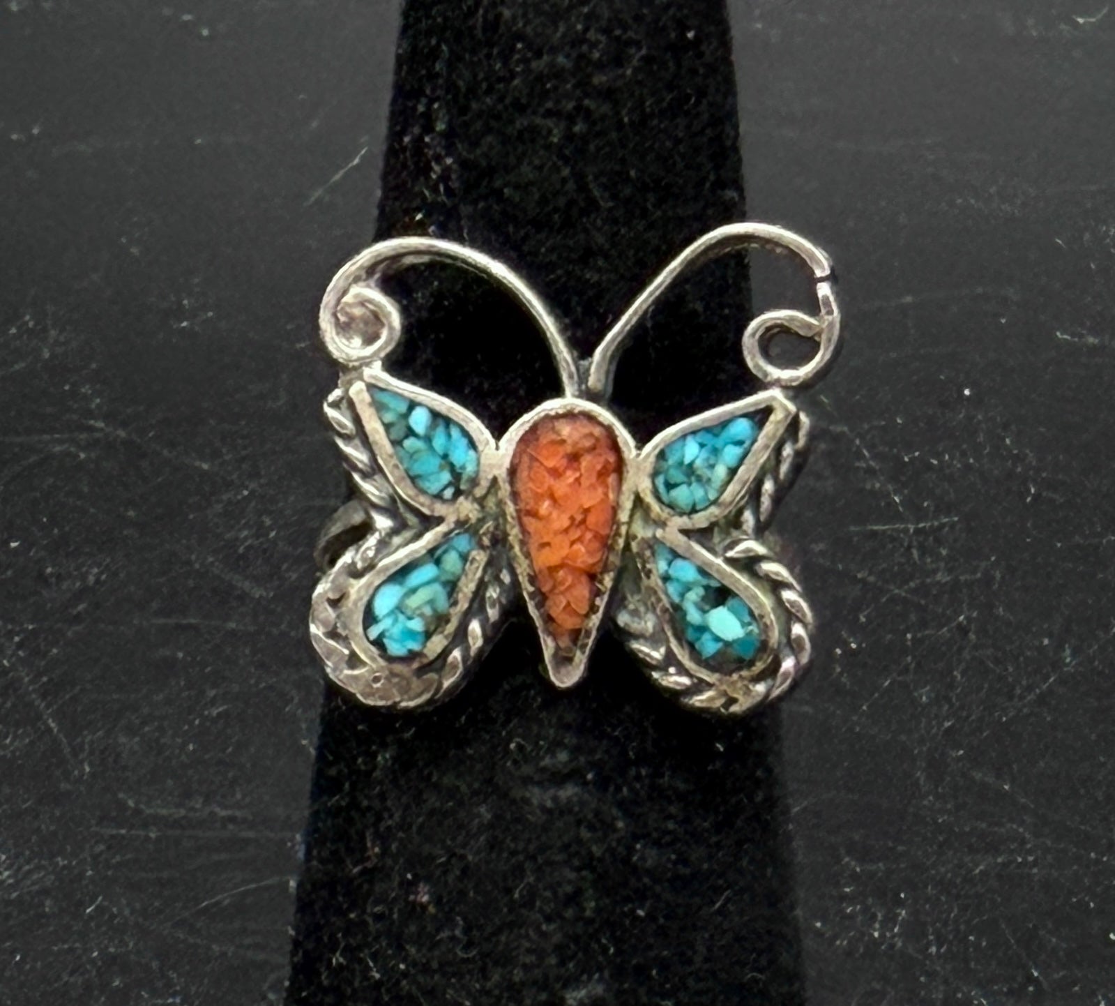 Vintage Handmade Butterfly Sterling Silver Ring - Size 5
