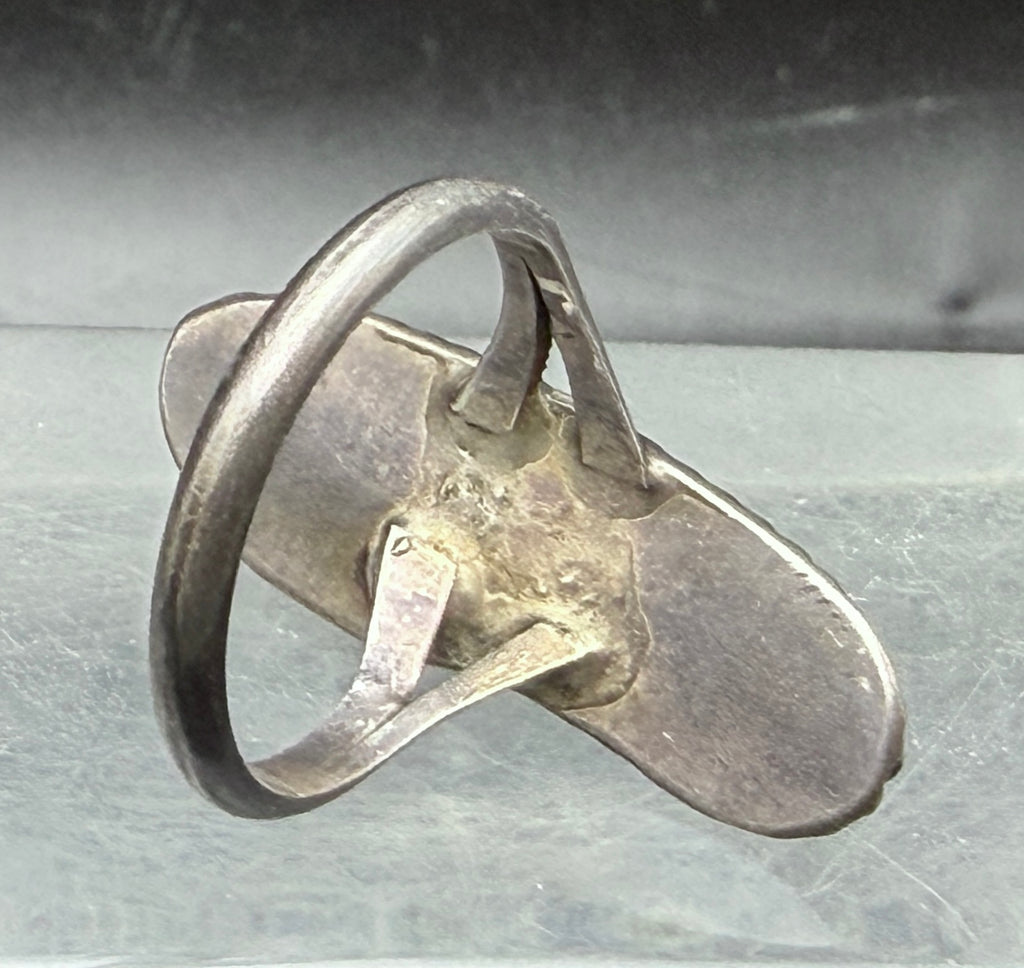 Vintage Handmade Green Turquoise Sterling Silver Ring - Size 8.5