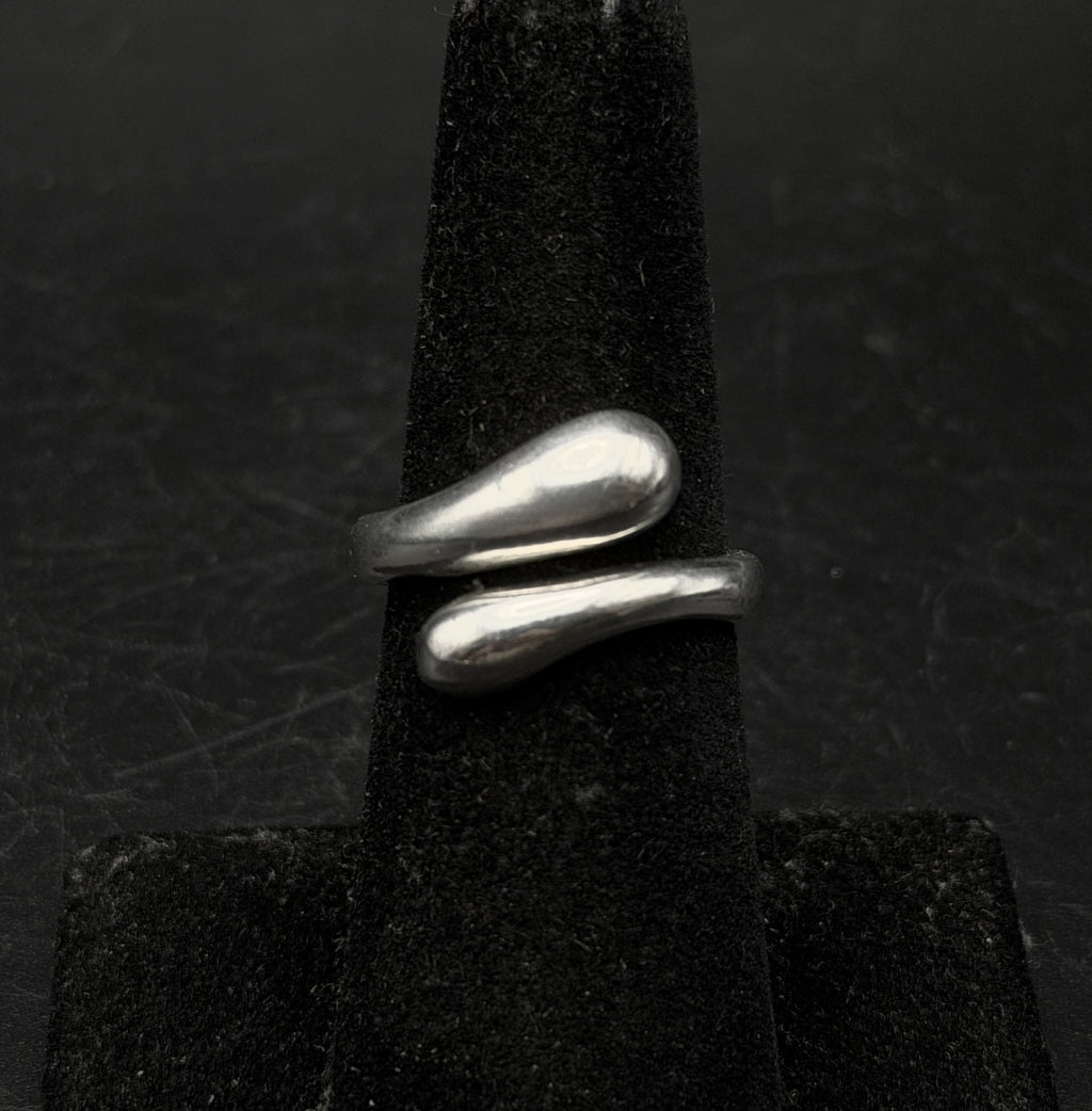 Vintage Sterling Silver Bypass Band Ring - Size 6.5+