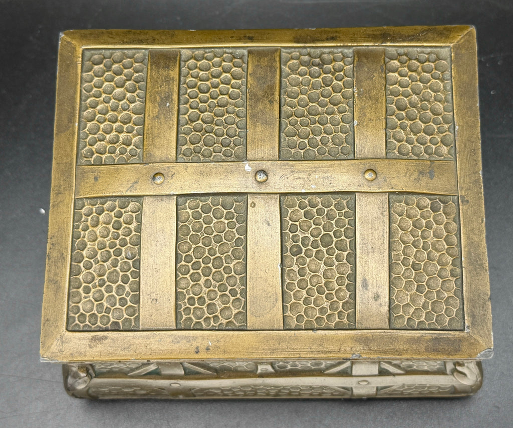 Vintage Bronze Tone Metal Pirate Chest Cigarette Box