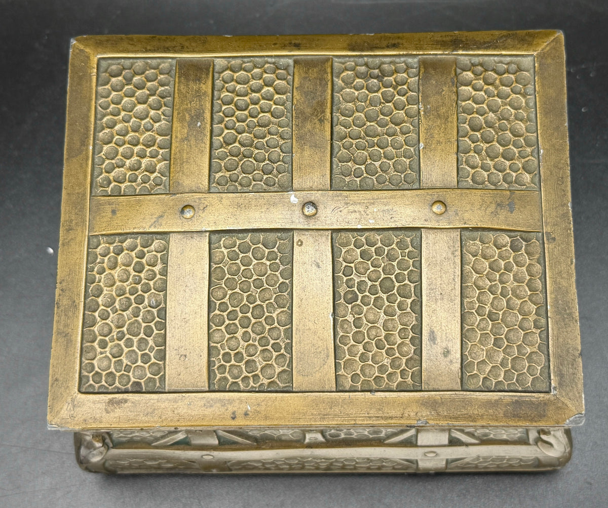 Vintage Bronze Tone Metal Pirate Chest Cigarette Box