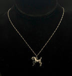 Vintage Sterling Silver Bucking Bronco Horse Pendant Chain Necklace - 16"