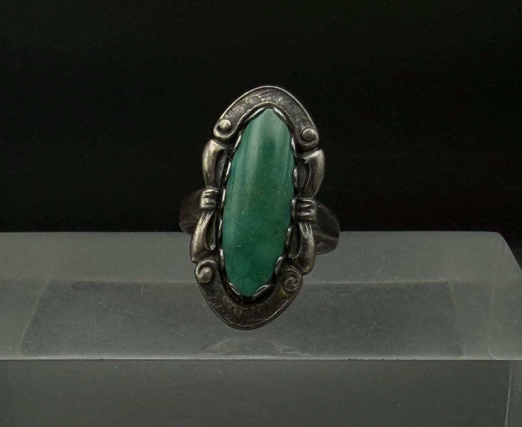 Bell Trading Post - Vintage Sterling Silver with Green Turquoise Ring - Size 7