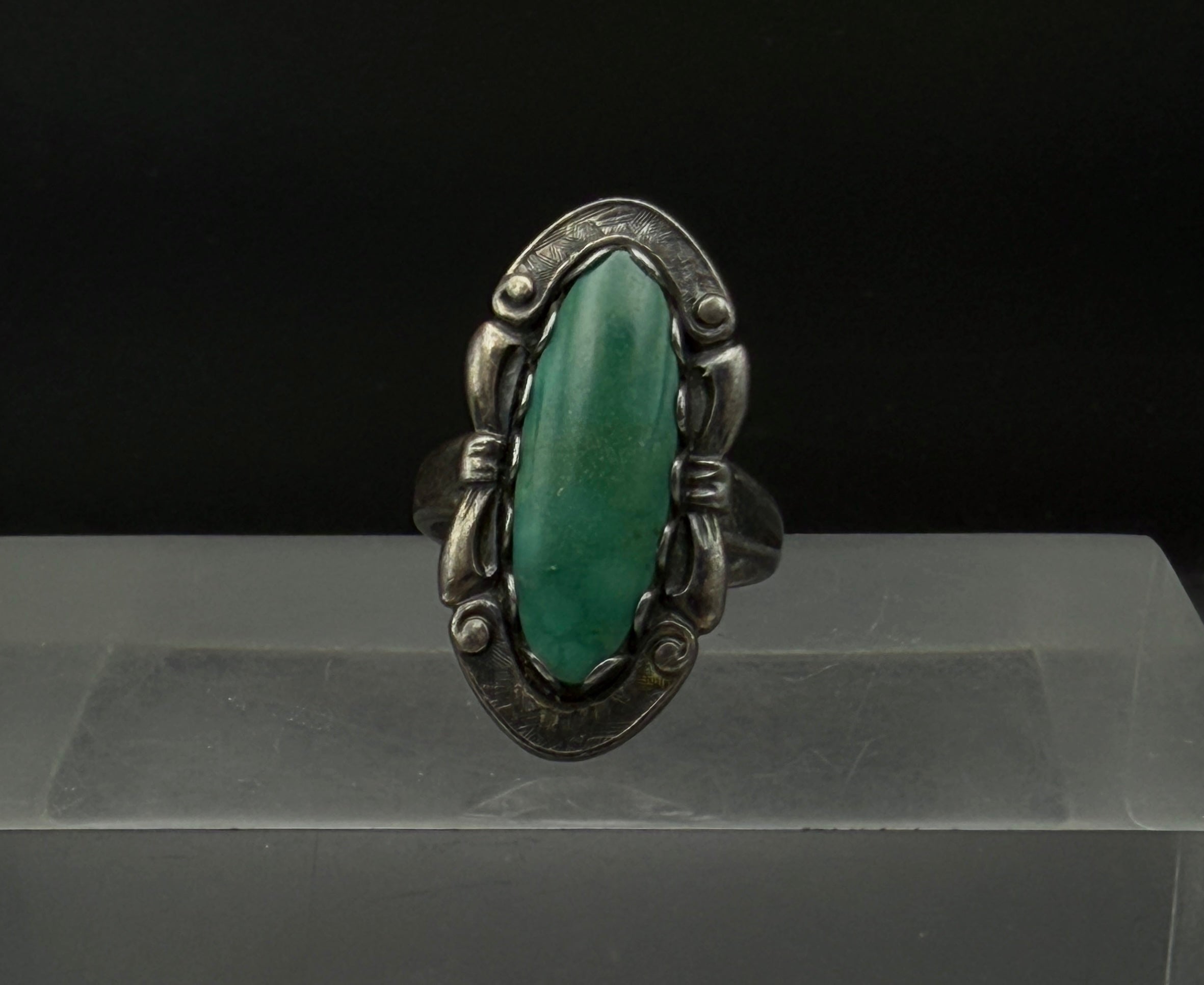 Bell Trading Post - Vintage Sterling Silver with Green Turquoise Ring - Size 7