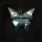 Vintage Handmade Alpaca and Abalone Shell Butterfly Brooch