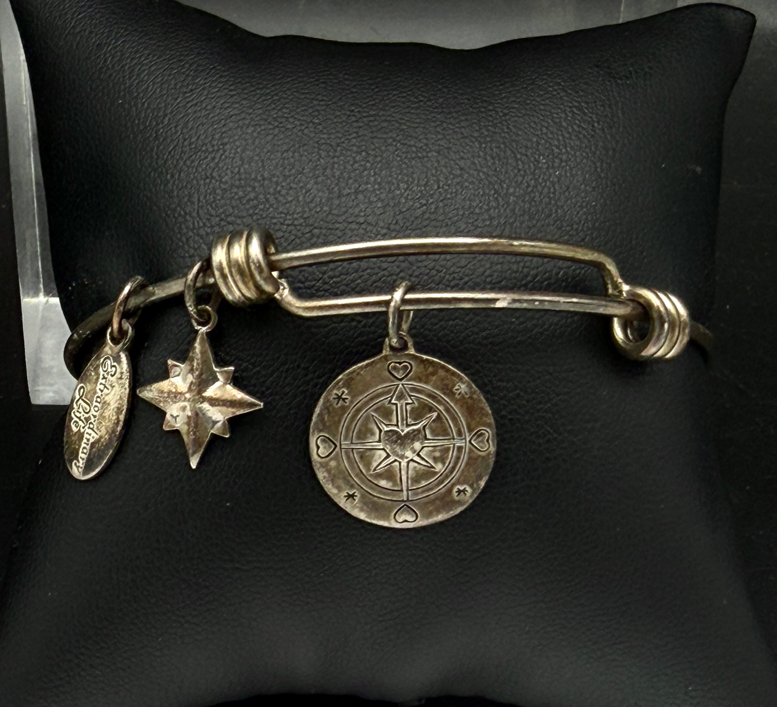 Extraordinary Life - Vintage Compass Charms Sterling Silver Adjustable Bangle