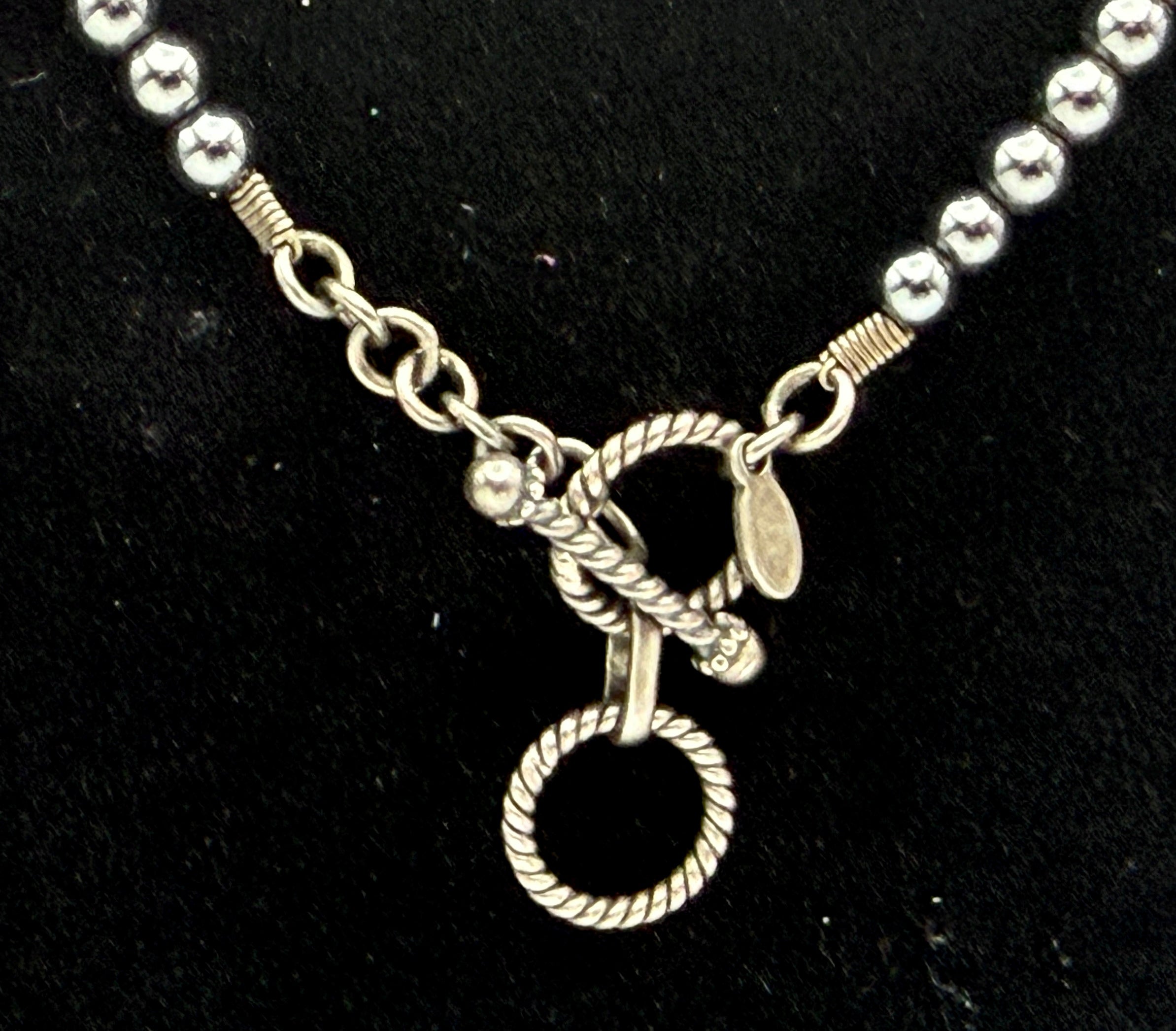 Vintage Hematite Bead Necklace with Sterling Silver Toggle Clasp