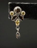 Vintage Smoky Quartz and Citrine Sterling Silver Earrings